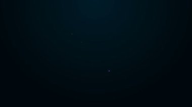 Siyah arka planda izole edilmiş anten simgesi olan parlak neon hattı Radyo. 4K Video hareketli grafik canlandırması