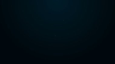 Parlayan neon hattı. Siyah arka planda izole edilmiş bir su ikonu şişesi. Soda su içme tabelası. 4K Video hareketli grafik canlandırması