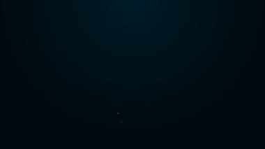 Parlayan neon hattı siyah arkaplanda izole edilmiş kart simgesi çalıyor. Kumarhane kumarı. 4K Video hareketli grafik canlandırması