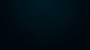 Parlayan neon çizgisi cadı kazanı simgesi siyah arkaplanda izole edildi. Mutlu Cadılar Bayramı Partisi. 4K Video hareketli grafik canlandırması