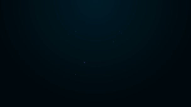 Zářící neonová čára Ikona kouzelného svitku izolovaná na černém pozadí. Rozhodnutí, papír, pergamen, ikona svitku. Grafická animace pohybu videa 4K — Stock video