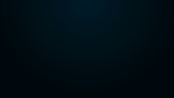 Lumineux néon ligne Sorcières balai icône isolée sur fond noir. Bonne fête d'Halloween. Animation graphique de mouvement vidéo 4K — Video