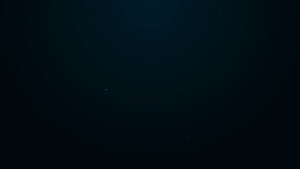 Светящаяся неоновая линия Поиск значок 8 марта изолирован на черном фоне. Увеличительный стеклянный знак. Международный день счастливых женщин. Видеографическая анимация 4K — стоковое видео