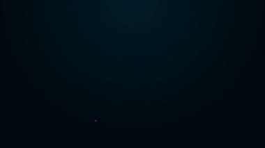 Parlak neon çizgili çimento torbası simgesi siyah arkaplanda izole edilmiş. 4K Video hareketli grafik canlandırması