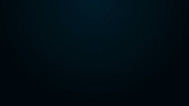 Parlak neon çizgisi boya fırçası simgesi siyah arkaplanda izole edildi. 4K Video hareketli grafik canlandırması