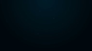 Parlayan neon hattı katlama cetvel simgesi siyah arkaplanda izole edildi. 4K Video hareketli grafik canlandırması