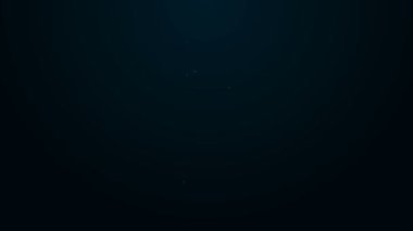 Parlayan neon hattı tahta balta ikonu siyah arkaplanda izole edildi. Oduncu baltası. 4K Video hareketli grafik canlandırması