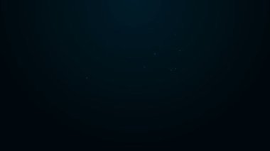 Parlayan neon hattı uydu simgesi siyah arkaplanda izole edildi. 4K Video hareketli grafik canlandırması