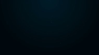 Parlayan neon çizgisi, siyah arkaplanda izole edilmiş şamdan ikonunda yanan mum. Silindirik mum çubuğu ve yanan ateş. 4K Video hareketli grafik canlandırması