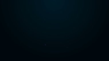 Parlayan neon hattı sihirli kutu, sihirli numaralar simgesi için gövde siyah arkaplanda izole edildi. Bıçaklarla göster, kılıçlarla kutuyu delip geç. 4K Video hareketli grafik canlandırması