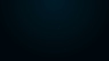 Parlayan neon çizgisi, siyah arkaplanda izole edilmiş şamdan ikonunda yanan mum. Silindirik mum çubuğu ve yanan ateş. 4K Video hareketli grafik canlandırması