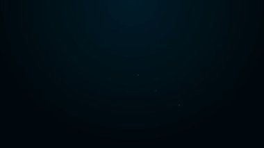 Parlayan neon hattı cadı şapkası simgesi siyah arkaplanda izole edildi. Mutlu Cadılar Bayramı Partisi. 4K Video hareketli grafik canlandırması