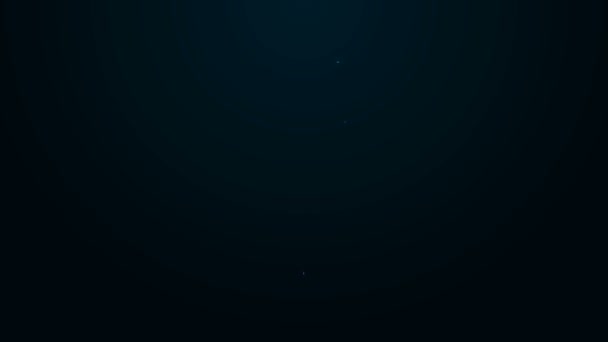 Иконка светящейся неоновой линии кисти выделена на черном фоне. Видеографическая анимация 4K — стоковое видео