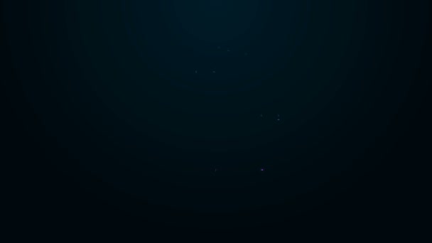 Светящаяся неоновая линия Икона астрономической обсерватории выделена на черном фоне. Обсерватория с телескопом. Научное учреждение Видеографическая анимация 4K — стоковое видео