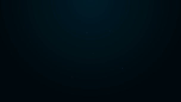 Línea de neón brillante Icono de estrellas caídas aisladas sobre fondo negro. Meteoroide, meteorito, cometa, asteroide, estrella icono. Animación gráfica de vídeo 4K — Vídeo de stock