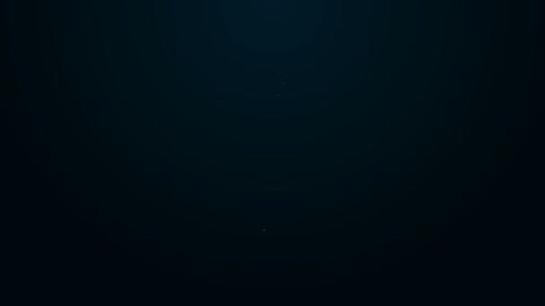 Иконка светящейся неоновой линии кисти выделена на черном фоне. Видеографическая анимация 4K — стоковое видео