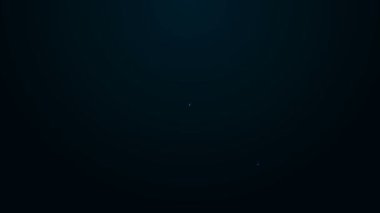 Parlayan neon çizgi haritası simgesi siyah arkaplanda izole edildi. Navigasyon, işaret, konum, harita, GPS, yön, yer, pusula, arama konsepti. 4K Video hareketli grafik canlandırması