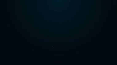 Parlayan neon hattı Mutfak çırpma simgesi siyah arkaplanda izole edildi. Mutfak aletleri, yumurta çırpıcı. Çatal bıçak seti. Yemek karışımı sembolü. 4K Video hareketli grafik canlandırması