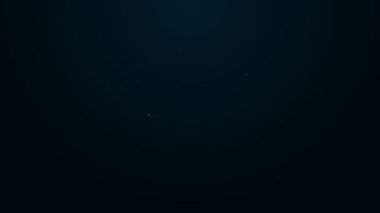 Parlayan neon hattı siyah arka planda izole edilmiş tencere pişirme ikonu. Haşlama ya da güveç besin sembolü. 4K Video hareketli grafik canlandırması