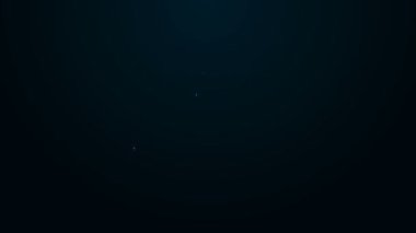Siyah arka planda izole edilmiş bir tepsi yiyecek ikonu ile kaplı parlayan neon hattı. Tepsi ve kapak. Kapaklı bir restoran saati. Mutfak eşyaları sembolü. 4K Video hareketli grafik canlandırması