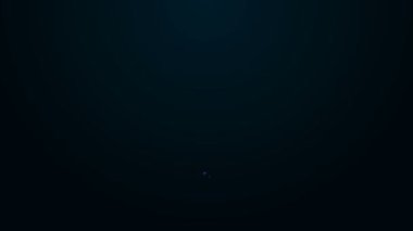 Siyah arkaplanda konum simgesi olan parlak neon hat şefi şapkası. Aşçılık sembolü. Aşçı şapkası. 4K Video hareketli grafik canlandırması