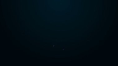 Parlayan neon hattı test tüpü ve siyah arkaplanda izole edilmiş matara simgesi. Kimyasal laboratuvar testi. Laboratuvar camları. 4K Video hareketli grafik canlandırması