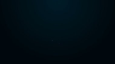 Siyah arkaplanda izole edilmiş parlak neon çizgisi ampul sembolü. Lamba ışığı. Fikir sembolü. 4K Video hareketli grafik canlandırması