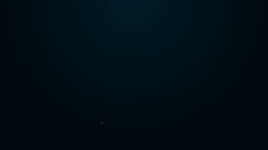 Parlayan neon hattı test tüpü ve siyah arkaplanda izole edilmiş matara simgesi. Kimyasal laboratuvar testi. Laboratuvar camları. 4K Video hareketli grafik canlandırması