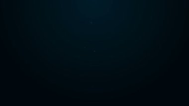 Parlayan neon hattı mikrofon simgesi siyah arkaplanda izole edildi. Radyodaki mikrofondan. Sözcü işareti. 4K Video hareketli grafik canlandırması