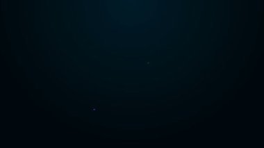 Siyah arkaplanda kalp simgesi izole edilmiş parlak neon çizgisi haritası. Sevgililer Günü. Aşk yeri. Romantik harita iğnesi. 4K Video hareketli grafik canlandırması