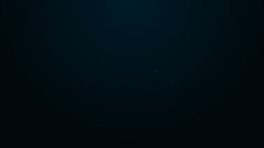 Siyah zemin üzerinde parlayan neon çizgisi çelenk simgesi izole edildi. Cenaze töreni. 4K Video hareketli grafik canlandırması
