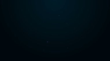 Siyah zemin üzerinde ayna simgesi olan parlak neon çizgi makyaj tozu. 4K Video hareketli grafik canlandırması