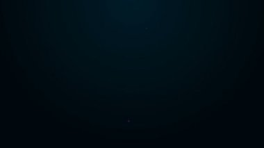 Parlayan neon hattı kürek simgesi siyah arkaplanda izole edildi. Bahçe aletleri. Bahçecilik, tarım, çiftçilik aleti. 4K Video hareketli grafik canlandırması