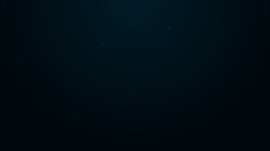 Parlayan neon hattı Scythe simgesi siyah arkaplanda izole edildi. Mutlu Cadılar Bayramı Partisi. 4K Video hareketli grafik canlandırması