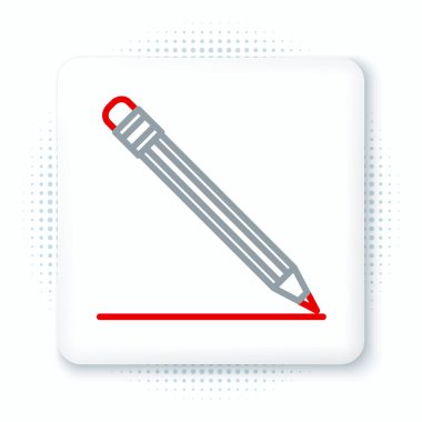 Silgi ve çizgi simgesine sahip satır kalem beyaz arkaplanda izole edildi. Eğitim işareti. Çizim ve eğitim araçları. Okul sembolü. Renkli taslak konsepti. Vektör.