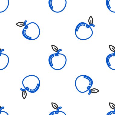 Apple çizgi simgesi beyaz arkaplanda izole edilmiş kusursuz desen. Yaprak sembollü meyve. Renkli taslak konsepti. Vektör.