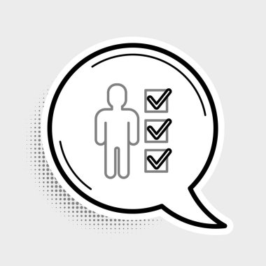 Takım elbiseli adam çizgisi kullanıcısı gri arka planda izole edilmiş. İş simgesi kullanıcı profili simgesi simgesi. Erkek kullanıcı işareti. Renkli taslak konsepti. Vektör.