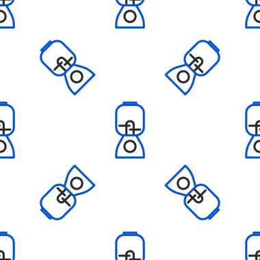 Çizgi karıştırıcı simgesi beyaz arkaplanda izole edilmiş kusursuz desen. Mutfak elektrikli kırıcı ve kase. Meyve suyu, kokteyl ya da meyve suyu. Renkli taslak konsepti. Vektör.