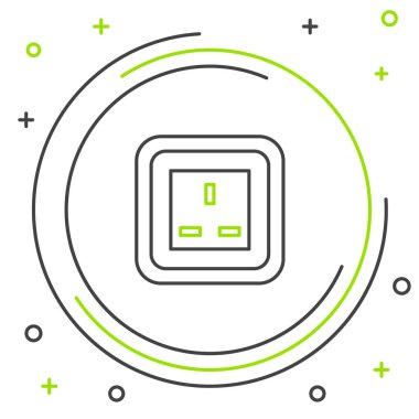 Beyaz arkaplanda elektrik çıkış simgesi izole edildi. Elektrik prizi. Rosette sembolü. Renkli taslak konsepti. Vektör.