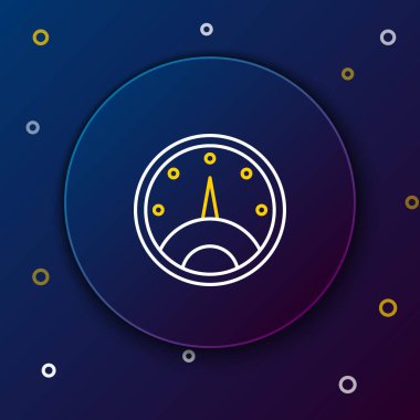 Hız göstergesi simgesi mavi arkaplanda izole edildi. Renkli taslak konsepti. Vektör.