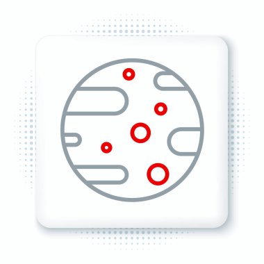 Satır uydu çanağı simgesi beyaz arkaplanda izole edildi. Radyo anten, astronomi ve uzay araştırması. Renkli taslak konsepti. Vektör.