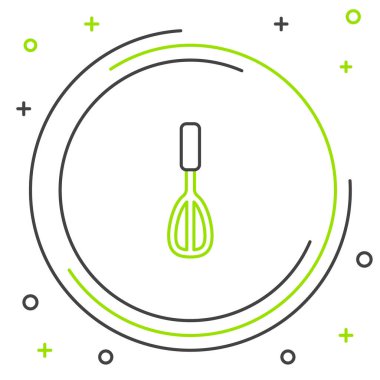 Line Kitchen çırpma simgesi beyaz arkaplanda izole edildi. Mutfak aletleri, yumurta çırpıcı. Çatal bıçak seti. Yemek karışımı sembolü. Renkli taslak konsepti. Vektör.