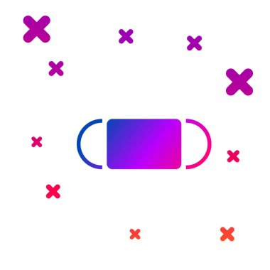 Beyaz arka planda izole edilmiş renkli tıbbi maske simgesi. Kademeli rastgele dinamik şekiller. Vektör İllüstrasyonu.