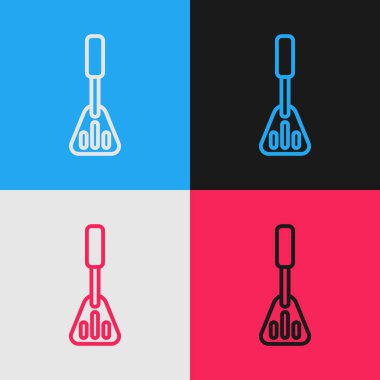 Pop sanat çizgisi Spatula simgesi renk arkaplanında izole edildi. Mutfak spatula ikonu. Barbekü spatula işareti. Barbekü ve ızgara aleti. Vektör.
