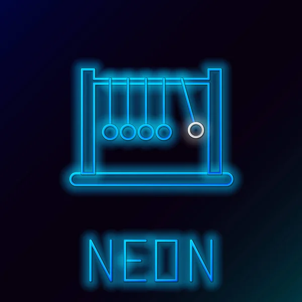 Gloeiende Neon Lijn Pendulum Pictogram Geïsoleerd Zwarte Achtergrond Newtons Wieg — Stockvector