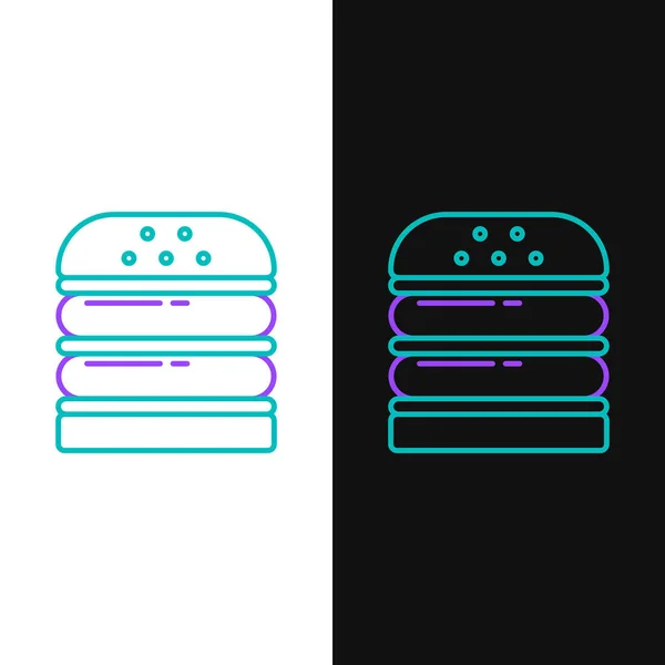 Line Burger Icon Isolated White Black Background Hamburger Icon Cheeseburger — Stock Vector