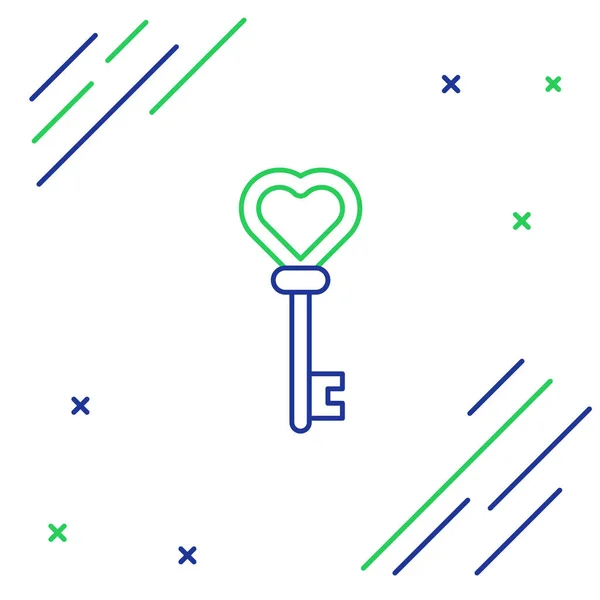 Line Key Herzform Symbol Isoliert Auf Weißem Hintergrund Buntes Rahmenkonzept — Stockvektor
