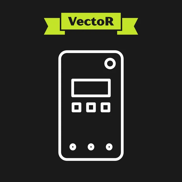 Weiße Linie Smartphone Handy Symbol Isoliert Auf Schwarzem Hintergrund Vektorillustration — Stockvektor