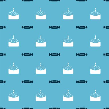 Candy ve Paskalya pastası ve mumu kusursuz bir kalıba sokun. Vektör.