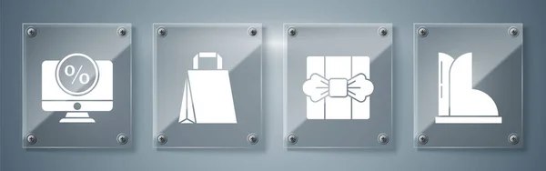 Set Wasserdichte Gummistiefel Geschenkbox Papier Einkaufstasche Und Prozent Rabatt Und — Stockvektor